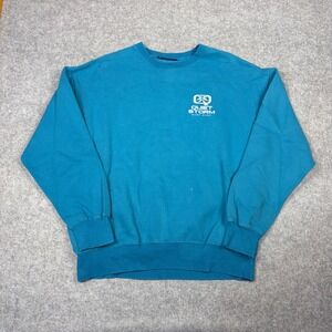 Quiet Storm Surf Shop Crewneck Sweatshirt Teal Blue Large Graphic Wave Pullover